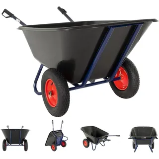 Baumarktplus 2-Rad Schubkarre XXL 290 L 300 kg Gartenschubkarre Hofkarre Schiebkarre Luftrad Metallfelgen schwarz