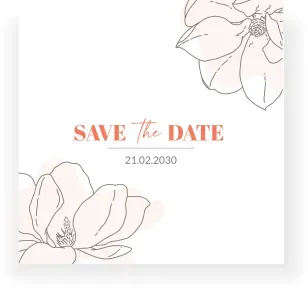 Save The Date  Karten in Creme mit eigenen Fotos gestalten im Design "Magnolia" - Musterkarte - Karten einfach online bei wunderkarten gestalten und bestellen