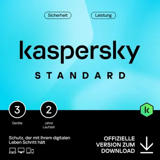 Kaspersky Standard Anti-Virus 2024 - 2025  1-2 Geräte/ 2 Jahre Online-Banking Leistungsoptimierung  PC/Mac/Mobile  Aktivierungscode per Email