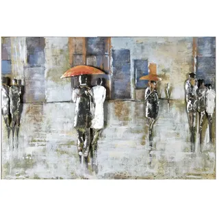 Gilde Gallery GILDE Metall Kunstobjekt - Bild XXL - 'Rainy day' - Regen Schirme - handgefertigt - 80 x 120 cm