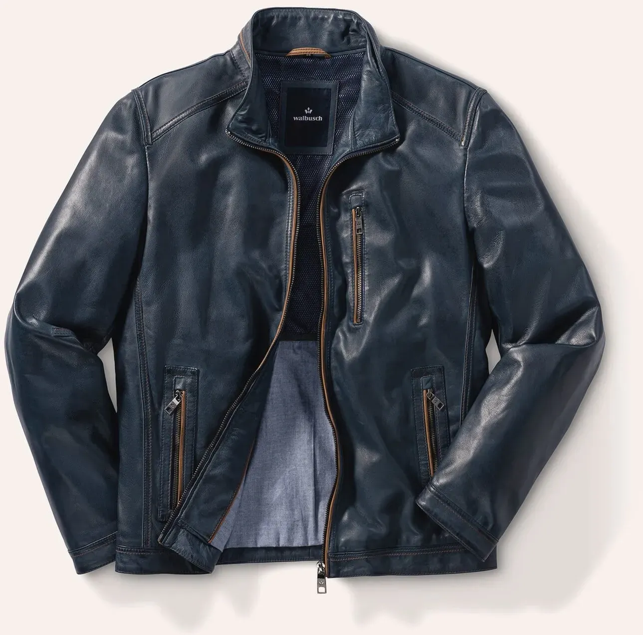 Walbusch Herren Lederlumber Leicht und Soft Blau