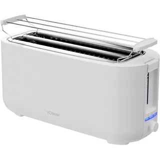 Bomann Bomann, Toaster 4 Scheiben, mit Auftau-, Aufwärm- und Schnellstoppfunktion, mit Brötchenaufsatz, 1400W, TA6070CB, Weiss