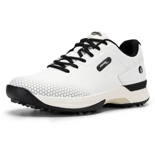 FitVille Extra Breit Golfschuhe für Herren wasserdicht Men's Golf Shoes Atmungsaktiv Trainingsschuh für Golf Weiß Schwarz 42.5 EU Weit - 42.5 EU Weit