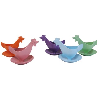 Eierbecher Huhn in hellen Farben sortiert 5er Set, Hühnereierbecher