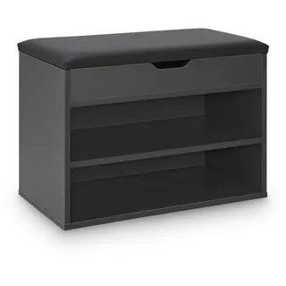 Juskys Schuhregal mit Klappdeckel und gepolstertem Sitz 60x30x44 cm - Grau