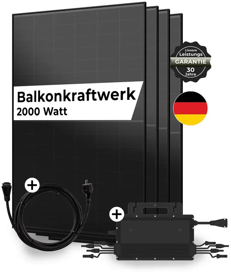 Sicatron 2000W Balkonkraftwerk - 4x 500W Bifazial - Hoymiles HMS-1600-4T - BC05 Kabel 10 Meter / Mit Hoymiles DTU 34€