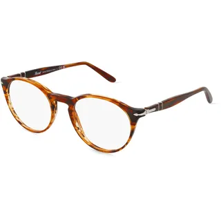 Persol 0PO3092V Herren-Brille inkl. Gläser Vollrand Panto Acetat-Gestell 48mm/19mm/145mm, braun