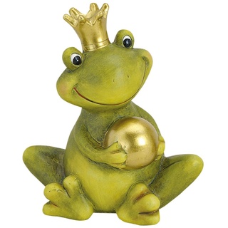 Froschkönig deko mit Kugel Gartendeko Keramik Figuren Gartenfiguren Frosch (Smile)