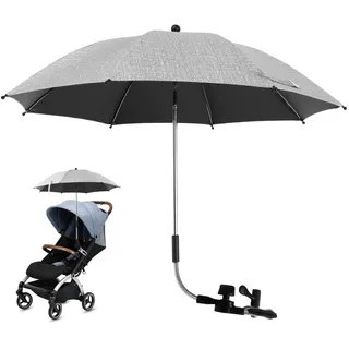 Alongen Sonnenschirm für Kinderwagen, Universal, UV-Schutz 50+, Sonnenschirm für Kinderwagen, mit verstellbarer Klammer und verstellbarem Arm, Durchmesser 75/82 cm, für Kinderwagen, Außenbereich - 82CM
