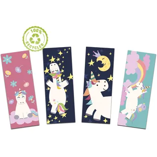 Lesezeichen Einhorn Set 4-teilig, Einschulung Geschenk, Einhornlesezeichen (Einhorn 4er-Set)