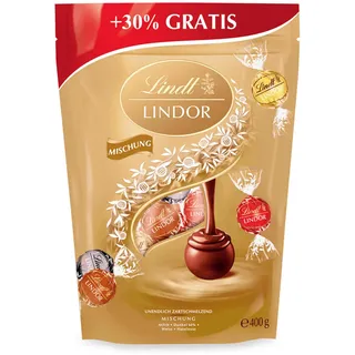 Lindt Schokolade LINDOR Kugeln Mischung | 399g | Ca. 30 Schokoladen Kugeln Vollmilch-, weiße und dunkle Schokolade mit zartschmelzender Füllung | Pralinengeschenk | Schokoladengeschenk