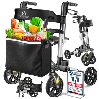 Kesser Leichtgewicht Rollator faltbar mit Sitz Schwarz