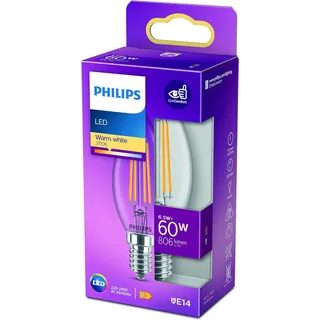 Philips LED-Lampe 6,5W E14 806 lm warmweiß