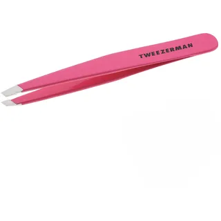 TWEEZERMAN Pinzette (Handgeschliffene Schräge Spitzen, Augenbrauen zupfen, Profi-Qualität, Rostfreier Edelstahl), Pretty in Pink