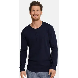 Schiesser Pyjamaoberteil Mix & Relax Basic (1-tlg) Schlafanzug Shirt langarm - Baumwolle - blau 58