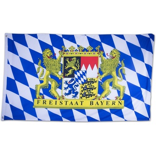 Bundes- und Länderflagge aus wetterfestem Material mit Metallösen, Outdoor Fahne & Flagge (Freistaat Bayern) 150x90cm