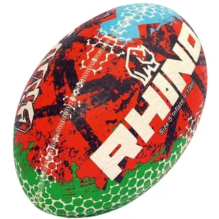 Rhino Graffiti-Rugbyball, Rot/Blau, Größe 5