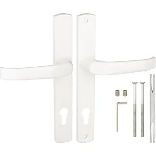 Türgriffe 92 mm Weiß – Aluminium Türgriff Gartentor - Universal Drückergarnitur Gartentor – Solid Türklinken Set – Profilzylinder Türklinke - Türdrückergarnitur - Drückerpaar