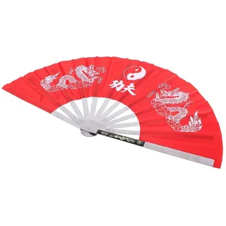 KIMISS Tai Fan & Martial Arts Fächer - Edelstahl Kung Fu Fächer für Tanz und Aufführungen (Rot)