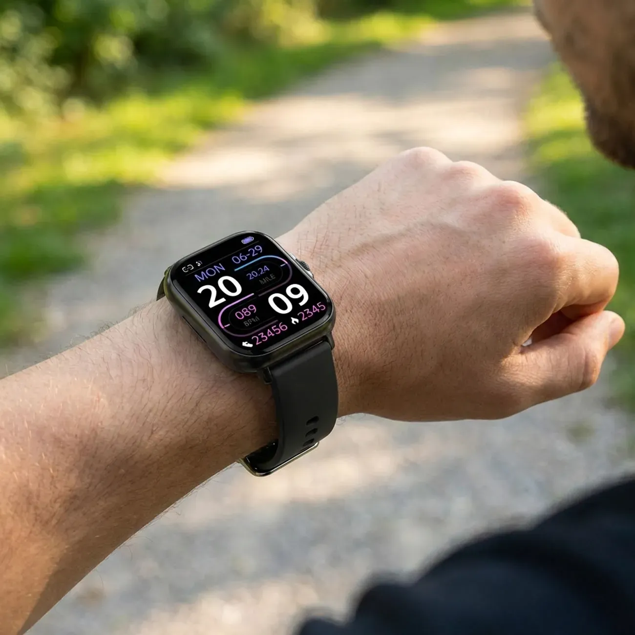 Bluetooth Smartwatch 1,44": Fitness-Tracker mit Herzfrequenz-Messung, Telefonfunktion & Full-Touch-Display, Fitnessuhr in Schwarz