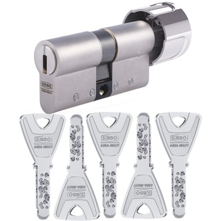 KESO 8000 Omega2 Knaufzylinder 30/30K | Modularer Schließzylinder Profilzylinder mit Knauf | Aktiv-Kopierschutz | Widerstandsklasse D | Patentschutz bis 2034 | Sicherungskarte + 5 Wende-Schlüssel