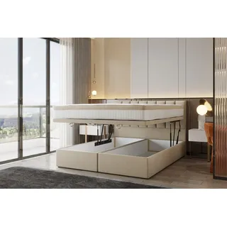 Trada Boxspringbett 180x200 mit Bettkasten mit Matratze - TRADA Bond 180 x 200 cm, Beige