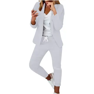 UPOI Hosenanzug Damen Anzug Elegant 2 Teilig Jogginganzug Set Slimfit Festlich Streetwear Freizeitanzug Sportlich Lange Zweiteiler Langarm Business Outfit - XS