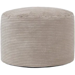 I.C.O.N. Icon Milano Hocker, Beige, Flauschiger Cord Stoff, Sitzsack Cord, Sitzpuff Hocker mit Füllung, Fußhocker für das Wohnzimmer, Deko Wohnzimmer