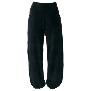 Guru-Shop Relaxhose Boho Samt Pluderhose, Wohlfühlhose, Yogahose -.. alternative Bekleidung schwarz L