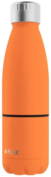 FLSK Edelstahl Trinkflasche - integrierter Becher - trail orange