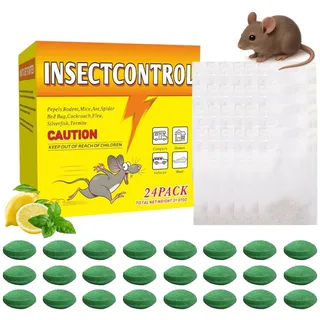 Rattengift Extra Stark, 24 Tabletten Mäusegift für Drinnen Draußen mit Tasche, Mäuse Vertreiben Giftköder mit Frischer Duft zur Rattenschutzmittel von Mäusen Ratten für Garten (24 Stück)